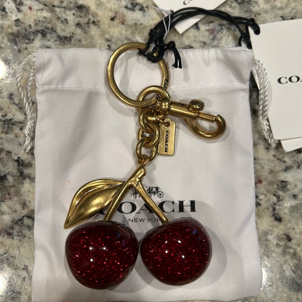 Coach Cherry Bag Charm in Black